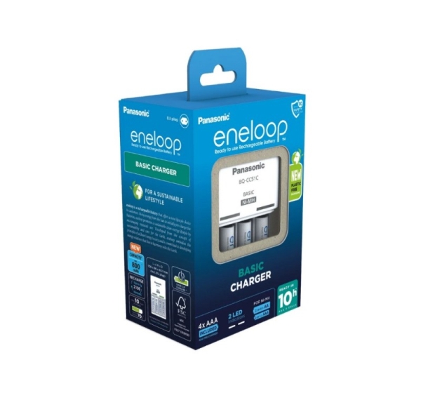 Battery charger PANASONIC Eneloop Basic BQ-CC51 + 4x AAA 800 mAh (K-KJ51MCD04E)