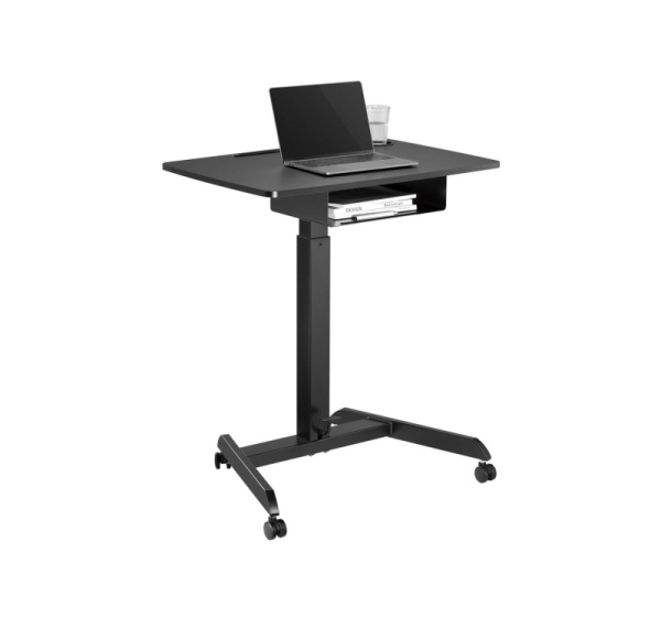 Maclean Desk Laptop Table, Height Adjustable, with Drawer, Black for Sitting Work, Max Height 113cm - 8kg Max, M