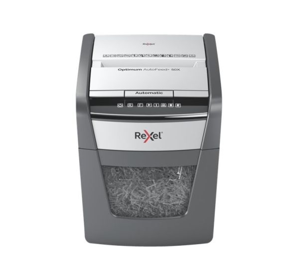 Rexel Optimum AutoFeed+ 50X paper shredder Cross shredding 55 dB 22 cm Black, Grey