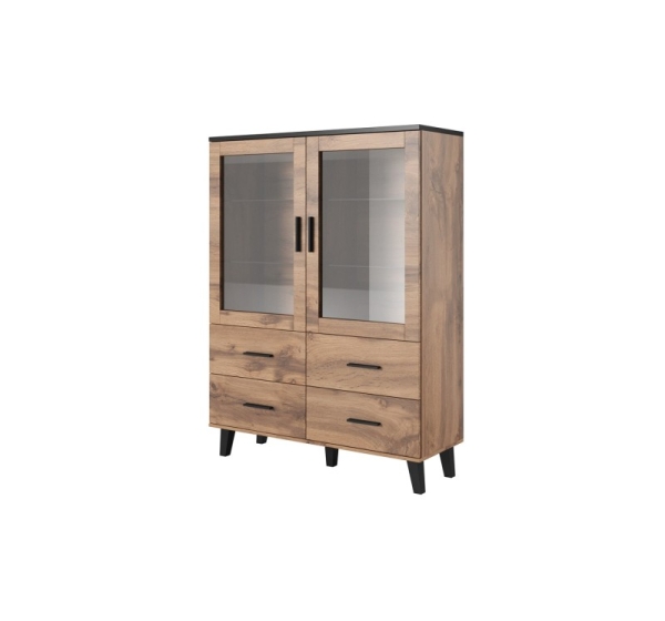 Cama display cabinet LOTTA 2D4D wotan oak + mat black