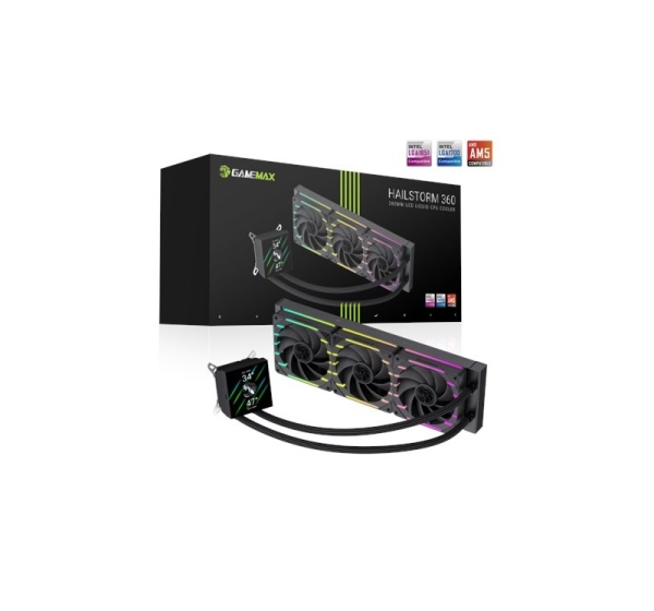 Gamemax CPU Liquid Cooler | HAILSTORM 360 LCD BK | Black