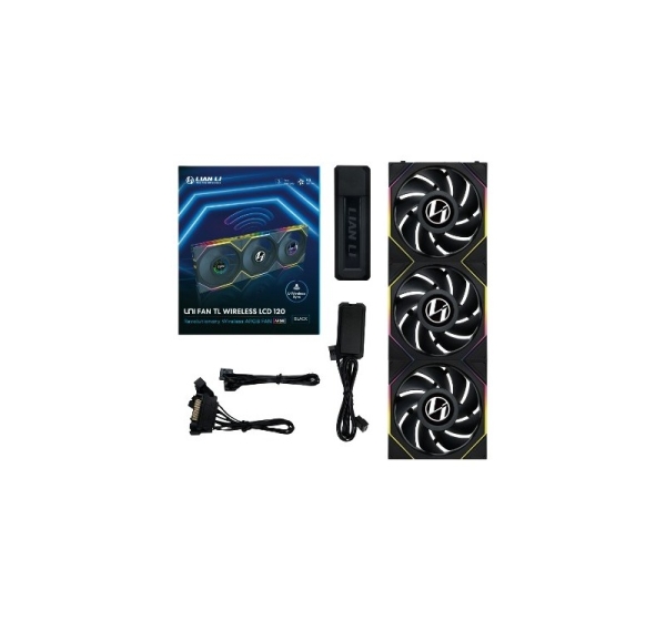 Lian Li UNI FAN TL Wireless LCD Fan, ARGB, PWM, 3-Pack incl. Controller - 120 mm, black