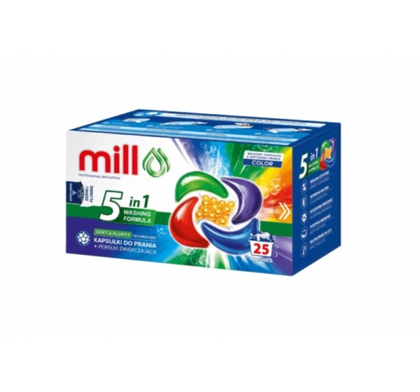 MILL PRO 5k laundry capsules + COLOR softening beads, 25 pcs.