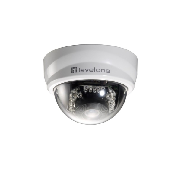 LevelOne Fixed Dome IP Network Camera, 2-Megapixel, 802.3af PoE, IR LEDs