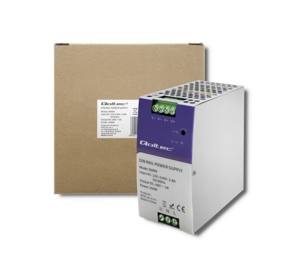 Qoltec Industrial Din Rail Power Supply | 240W | 48V | 5A