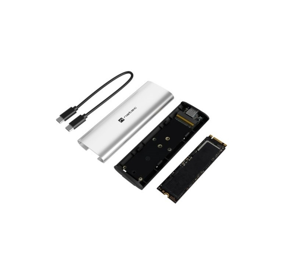NATEC RHINO M.2 NVME LITE EXTERNAL SSD ENCLOSURE USB-C 3.2 GEN 2 ARCTIC SILVER