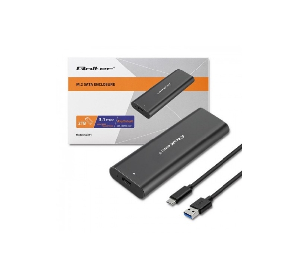 Qoltec 50312 storage drive enclosure SSD enclosure Black M.2