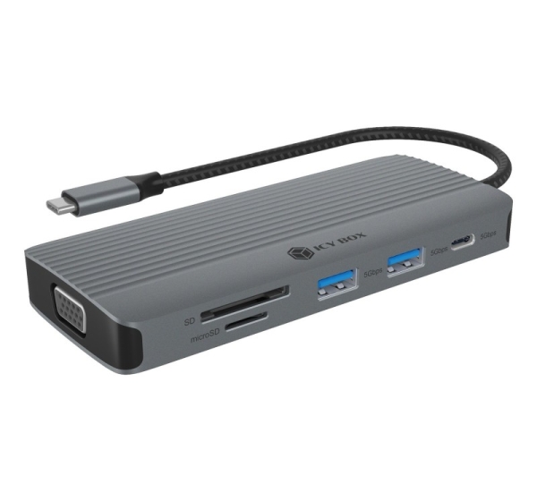 ICY BOX IB-DK4040a-CPD Wired USB 3.2 Gen 1 (3.1 Gen 1) Type-C Aluminium, Silver