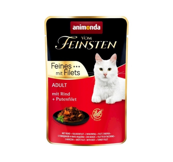 ANIMONDA vom Feinsten Beef, turkey fillet - wet cat food - 85 g