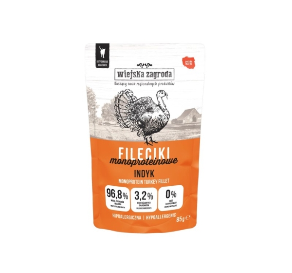 WIEJSKA ZAGRODA Monoprotein Turkey Fillets – Wet food for cats – 85 g