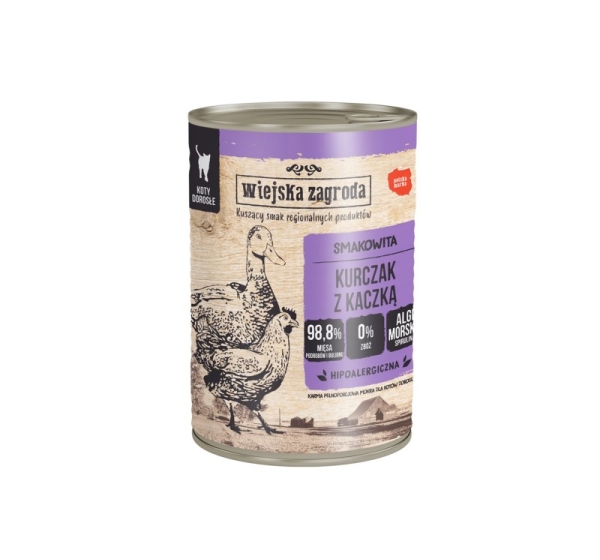 WIEJSKA ZAGRODA Chicken with duck - wet cat food - 400g