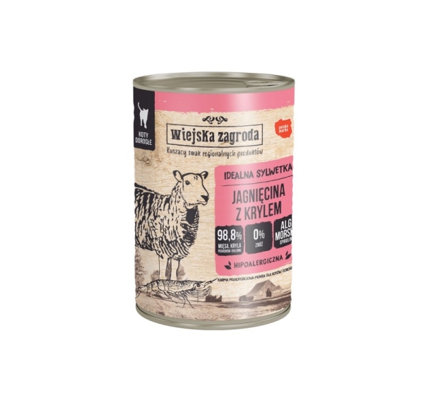 WIEJSKA ZAGRODA Lamb with krill - wet cat food - 400g