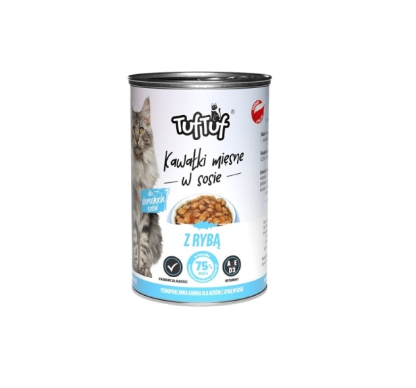 TUF TUF Pieces of meat in sauce with fish - wet cat food - 415g