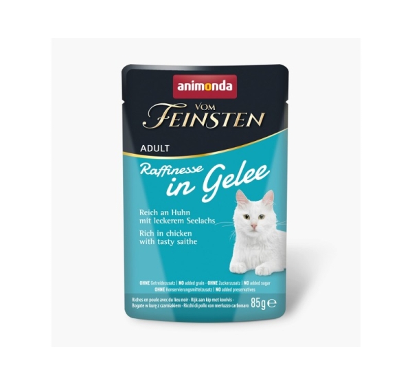 ANIMONDA Vom Feinsten Adult Raffinesse in Jelly rich in Chicken with Black Pollock - wet food for cats - 85g