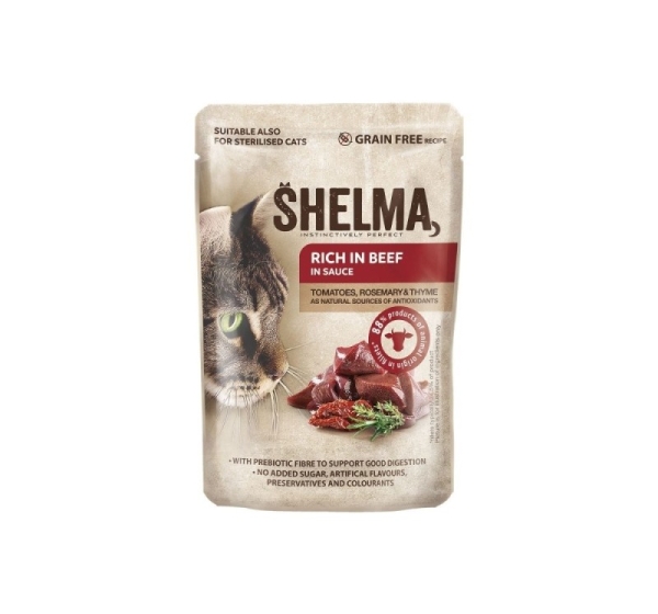 SHELMA Rich in beef in sauce - wet cat food - 85g