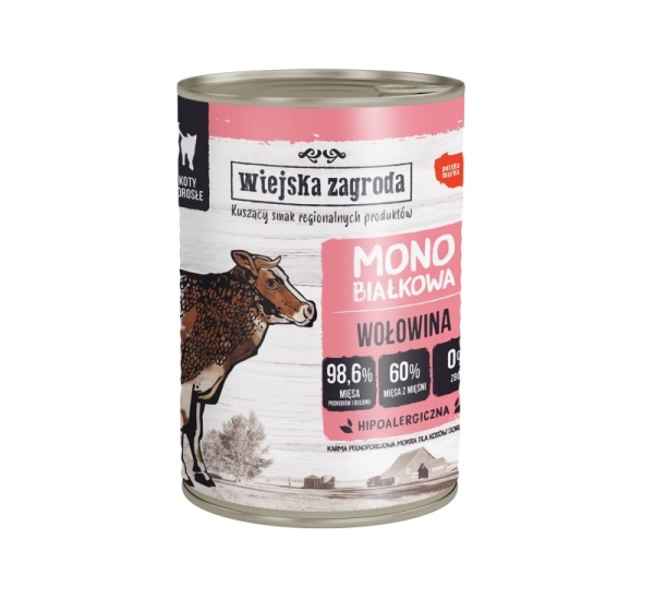 WIEJSKA ZAGRODA Monoprotein beef - wet cat food - 400g