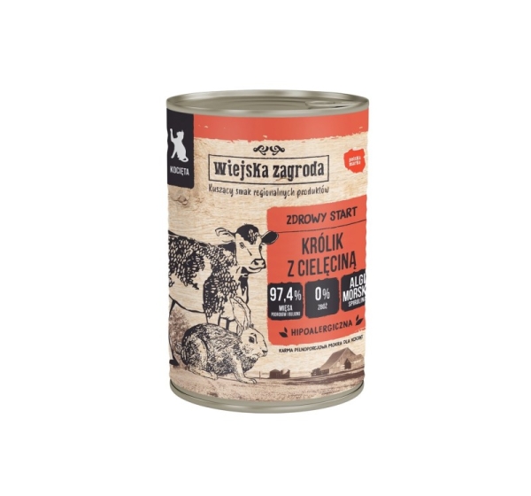 WIEJSKA ZAGRODA Rabbit with veal for kittens - wet cat food - 400g