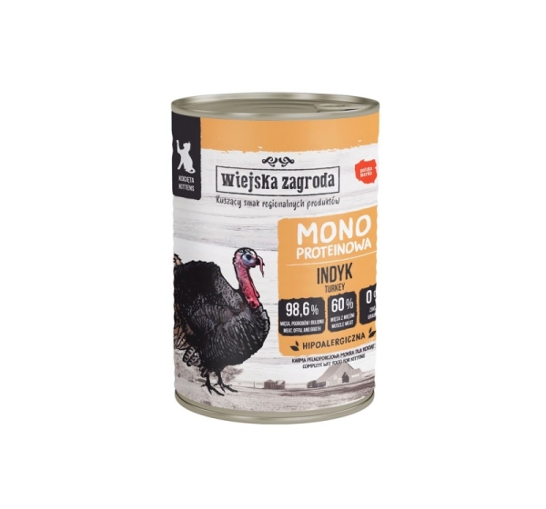 WIEJSKA ZAGRODA Monoprotein Turkey - wet food for kittens - 400g
