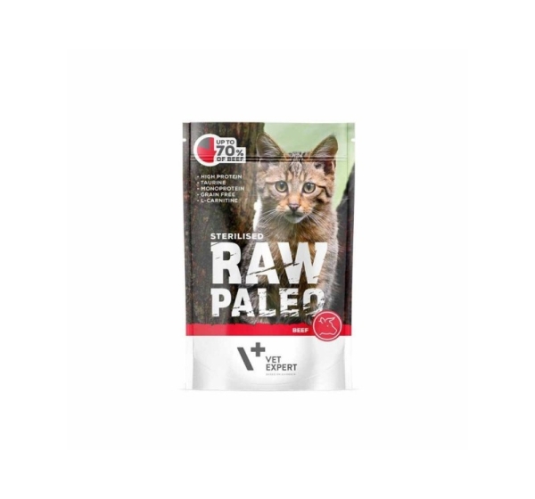 VETEXPERT Raw Paleo Adult Cat Sterilised Beef - wet cat food - 100 g