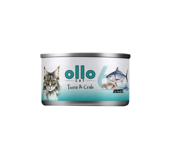 OLLO Cat nr 6 Tuna & Crab in broth - wet cat food - 70g