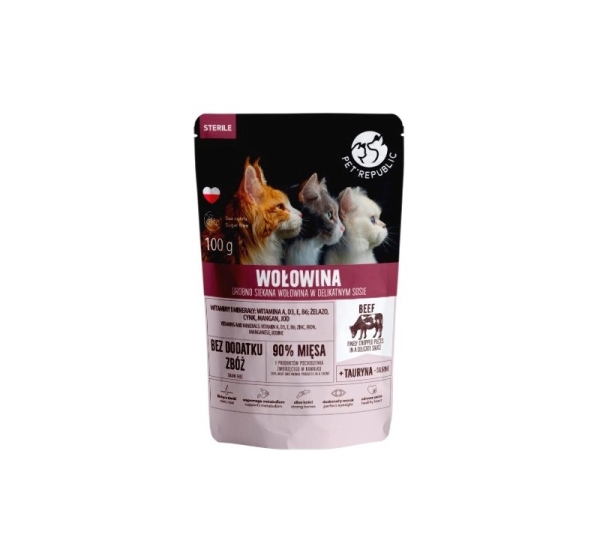 PET REPUBLIC Sterile Beef finely chopped - wet cat food- 100 g