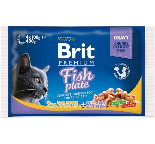 BRIT Premium Cat Fish Plate - wet cat food - 4x100g
