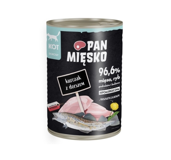 PAN MIĘSKO Chicken with cod - wet cat food - 400g