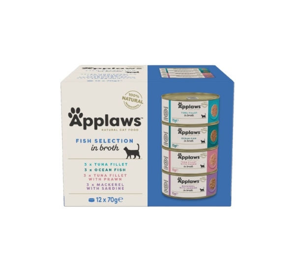 APPLAWS Fish selection multipack in broth - wet cat food - 12x70g