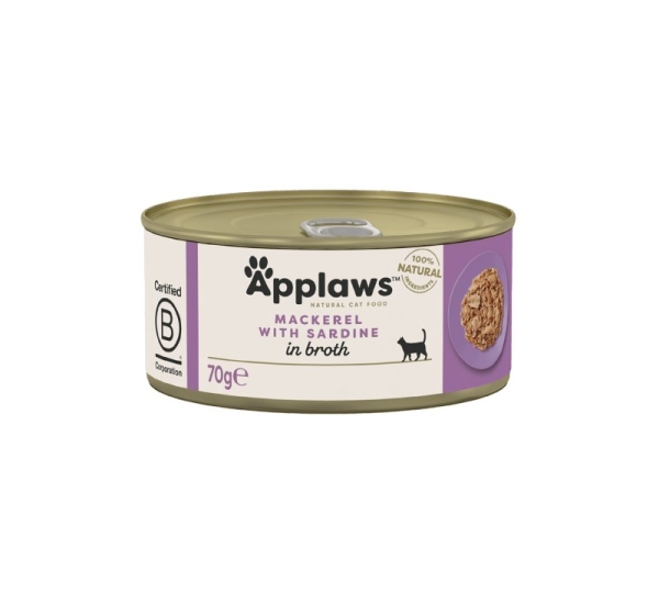 APPLAWS Mackerel with sardine in broth - wet cat food - 70g