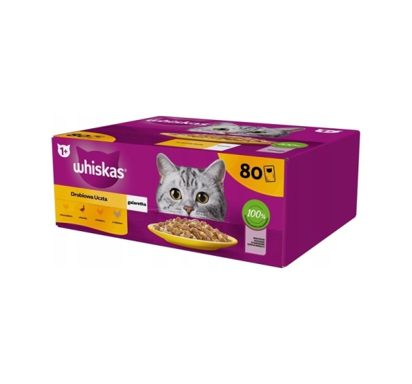 WHISKAS Poultry feast in jelly – wet cat food – 80x85g