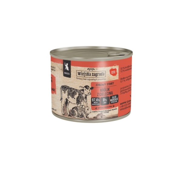 WIEJSKA ZAGRODA Rabbit with veal for kittens - wet cat food - 200g