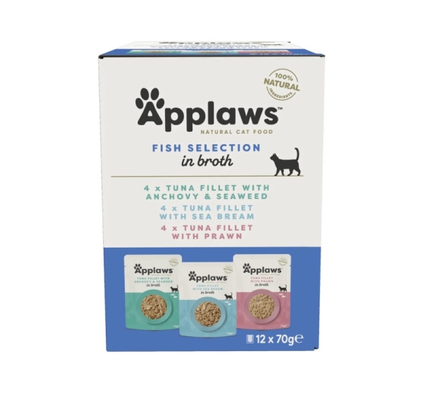 APPLAWS Fish selection multipack in broth - wet cat food - 12x70g