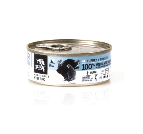 3COTY Turkey with chicken For kittens - wet cat food - 80g