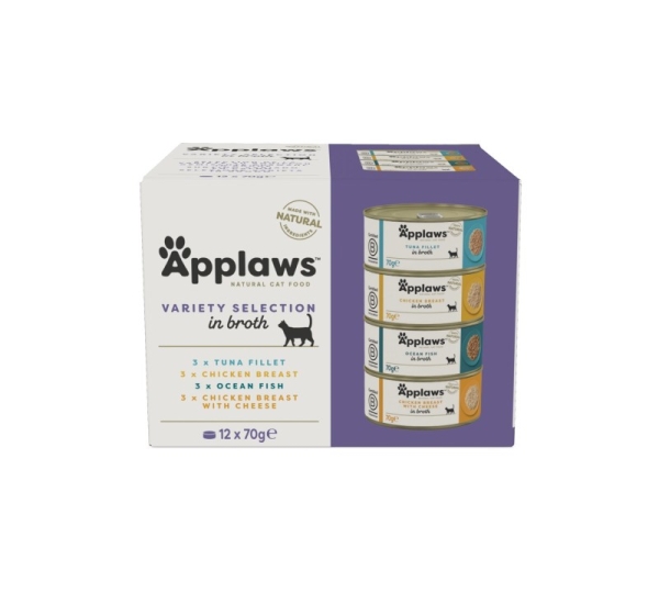 APPLAWS Variety selection multipack in broth - wet cat food - 12x70g
