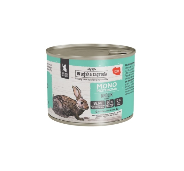 WIEJSKA ZAGRODA Rabbit monoprotein for kittens - wet cat food - 200g