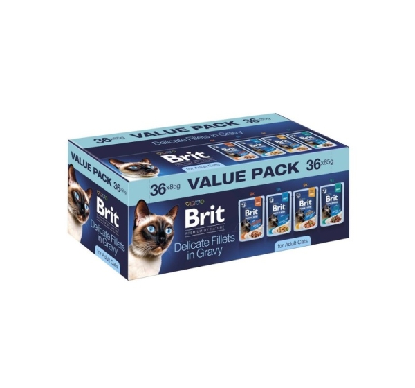 BRIT Premium by Nature Delicate fillets in gravy Box - wet cat food - 36x85g