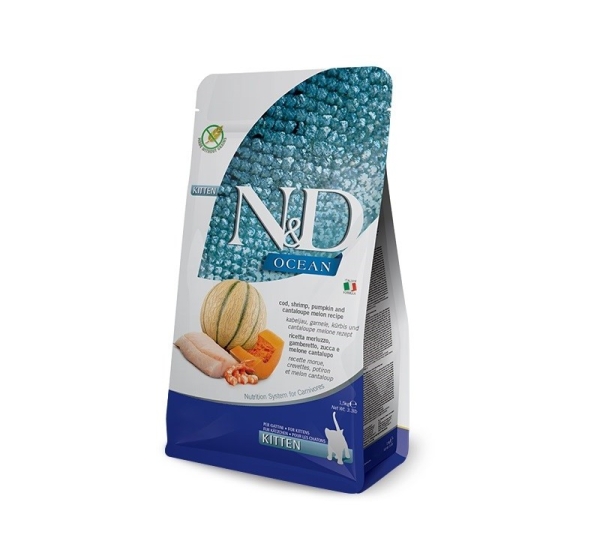 FARMINA N&D Ocean Cat Cod, Shrimp, Pumpkin and Cantaloupe Melon Kitten - dry cat food - 1.5 kg