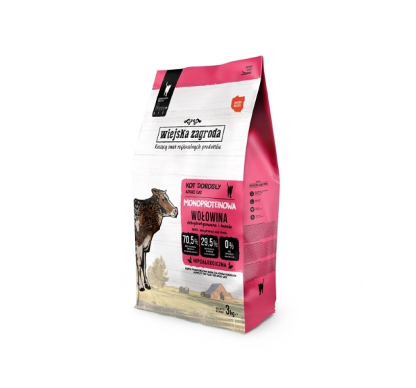 WIEJSKA ZAGRODA Monoprotein Beef - dry cat food - 3kg