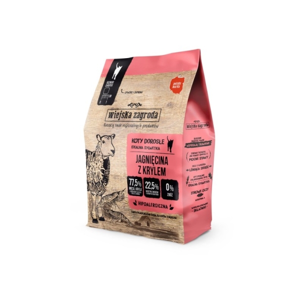 WIEJSKA ZAGRODA Lamb with krill - dry cat food - 400g