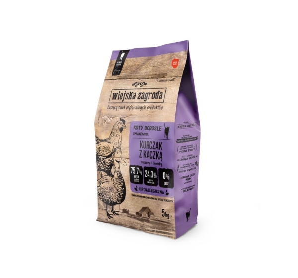 WIEJSKA ZAGRODA Chicken and Duck - dry cat food - 5 kg