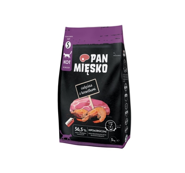 PAN MIĘSKO Veal with Shrimps Small - dry cat food - 5 kg