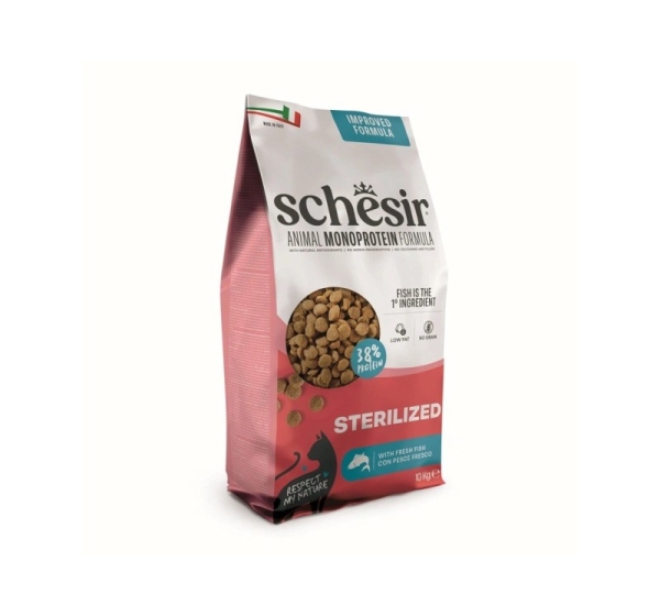 SCHESIR Animal Mono Protein Formula Sterilized fish – dry cat food – 10 kg