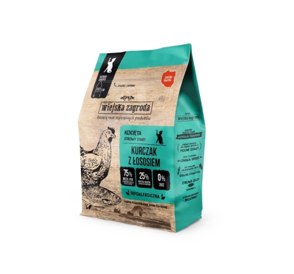 WIEJSKA ZAGRODA Chicken with salmon - dry cat food - 400g
