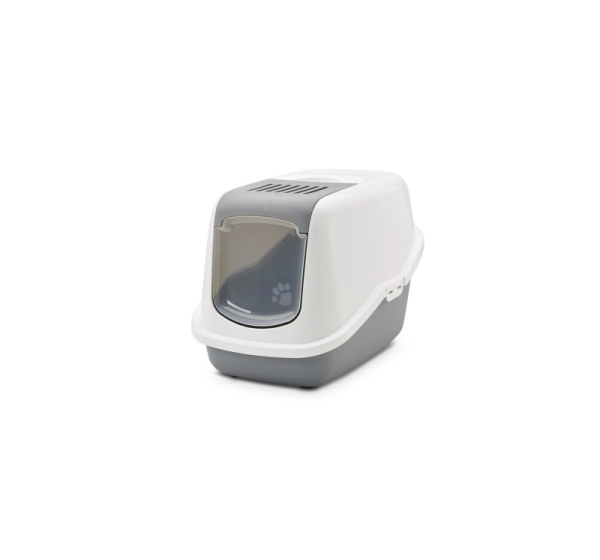 SAVIC Nestor White-Grey - Covered Cat Litter Box - 56x39x38.5 cm - 1 pc