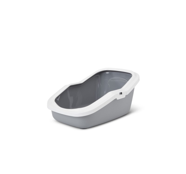 SAVIC ASEO Grey with White Rim - Open Cat Litter Tray - 56x39x27.5 cm - 1 pc.