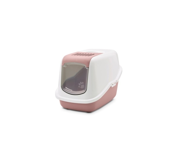 SAVIC Nestor White-Pink - Covered Cat Litter Box - 56x39x38.5 cm - 1 pc
