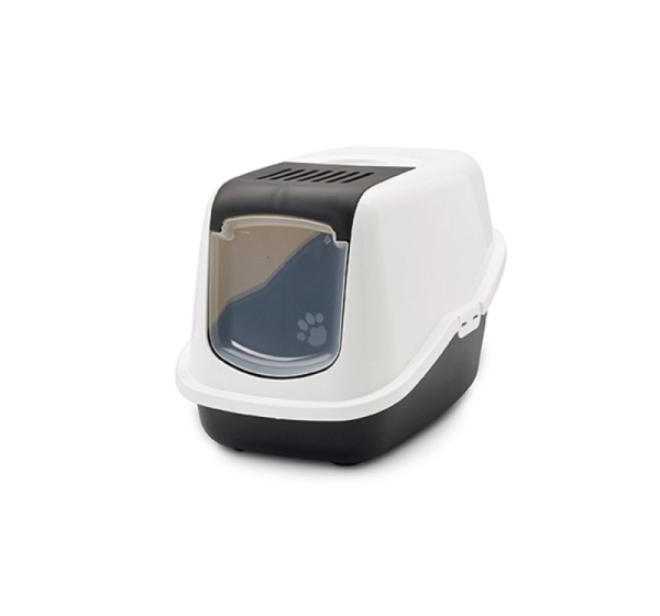 SAVIC Nestor White-Black - Covered Cat Litter Box - 56x39x38.5 cm - 1 pc