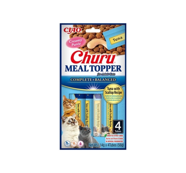INABA Churu Meal Topper Tuna with scallop - cat treats - 4 x 14g