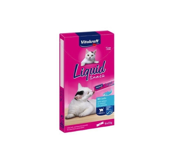 VITAKRAFT Liquid Snack Salmon - cat treats - 6 x 15g