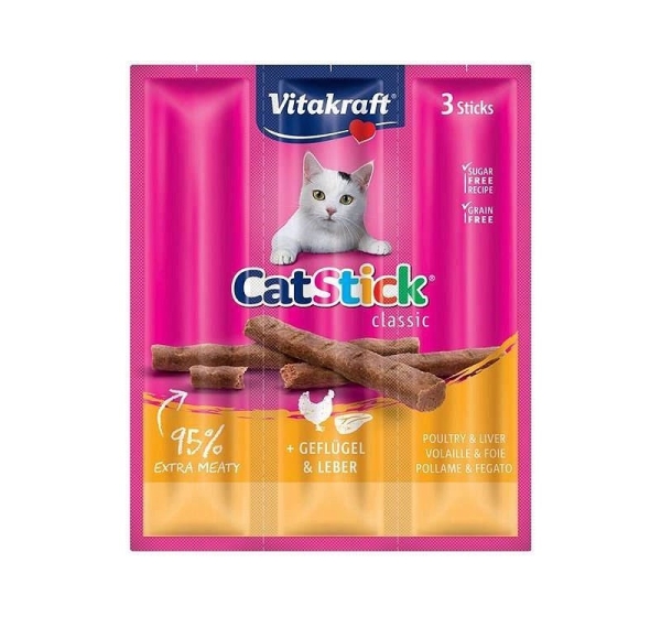 VITAKRAFT CatStick Mini with poultry and liver - cat treats - 3 pcs